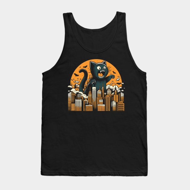 Cute Catzilla Vintage Design Tank Top by Trendsdk